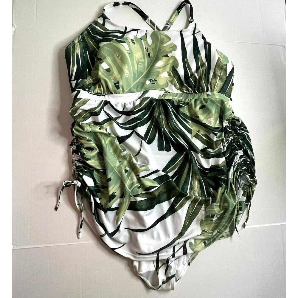 Swim by Cacique Lightly Lined No Wire 1 Piece Swimsuit Swim Dress sz 24 Tropical - Picture 4 of 13